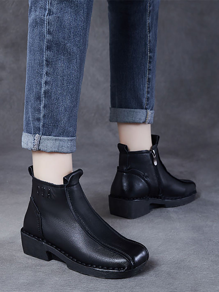 Damen Herbst Echtleder Gespleißt Mid-Heel Stiefel AH1050