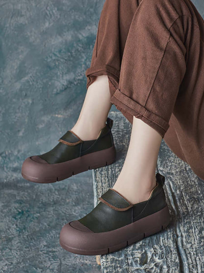 Women Autumn Stylish Genuine Leather Platform Shoes AT1069