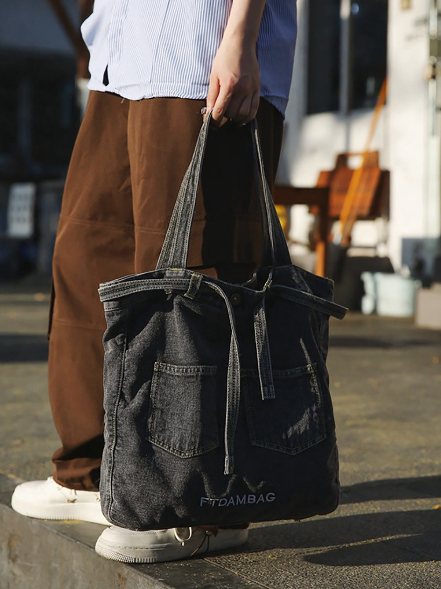 Sac à main en denim uni vintage pour femme, sac à bandoulière BN1033