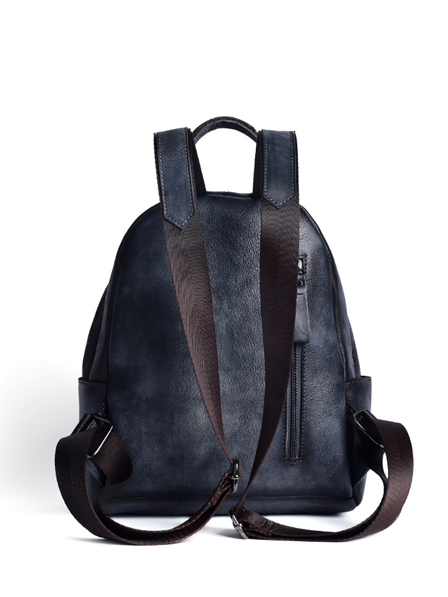 Damen Retro Leder Reißverschluss Große Kapazität Rucksack AH1079