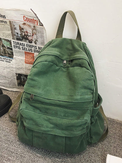 Lässiger Rucksack aus massivem Canvas für Damen mit großem Fassungsvermögen AT1030