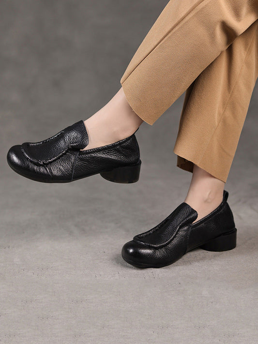 Chaussures d'été à talons bas en cuir véritable souple pour femmes CX013