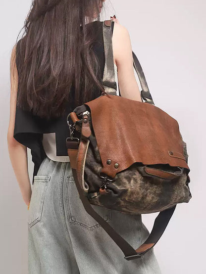 Sac à bandoulière vintage en cuir véritable pour femme WU016