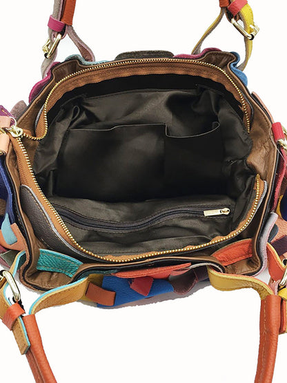 Sac à main en cuir véritable à carreaux pour femme AH1075