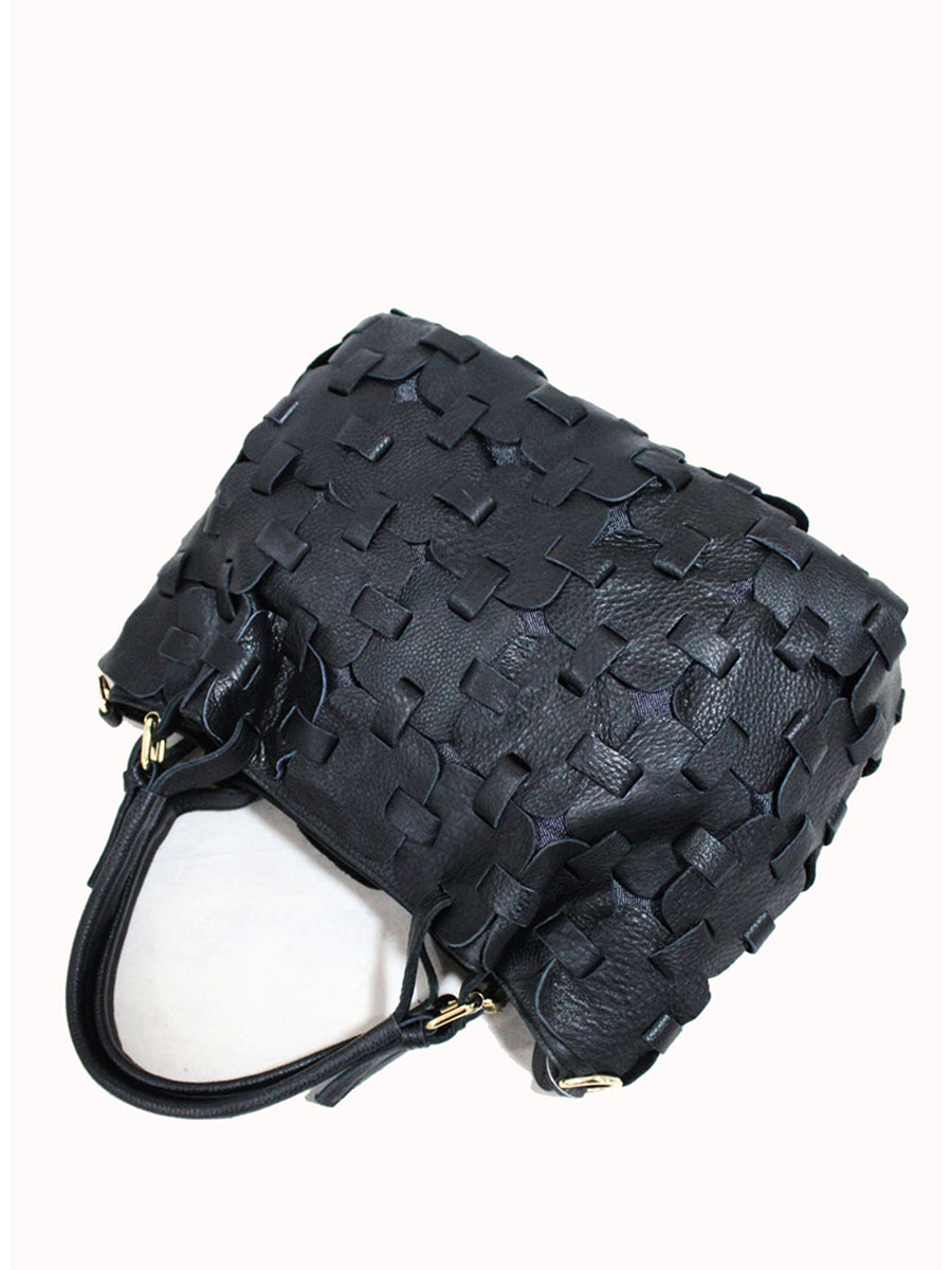 Sac à main en cuir véritable à carreaux pour femme AH1075