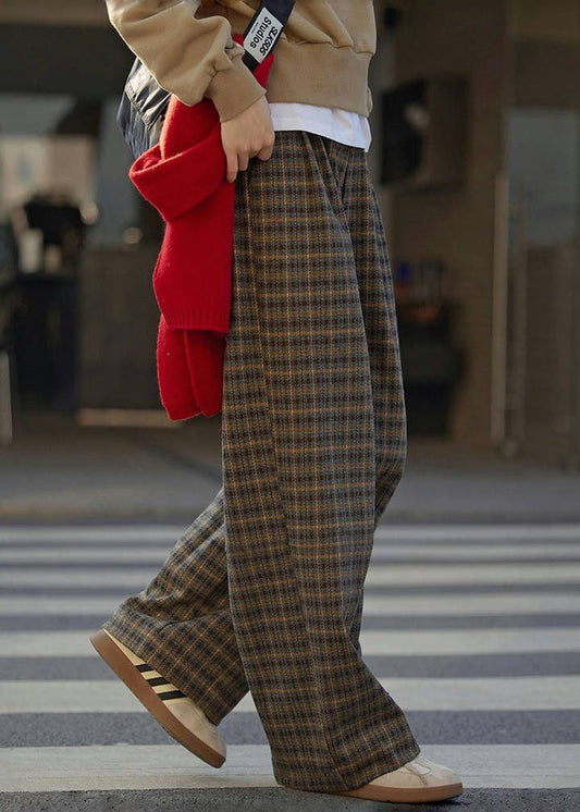 2024 New Plaid High Waist Wide Leg Pants Fall Winter RF008