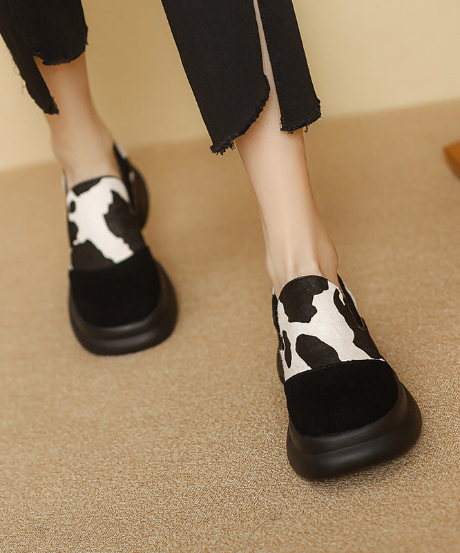 2024 New White Horse Hair Splicing Platform Loafer Shoes RS012