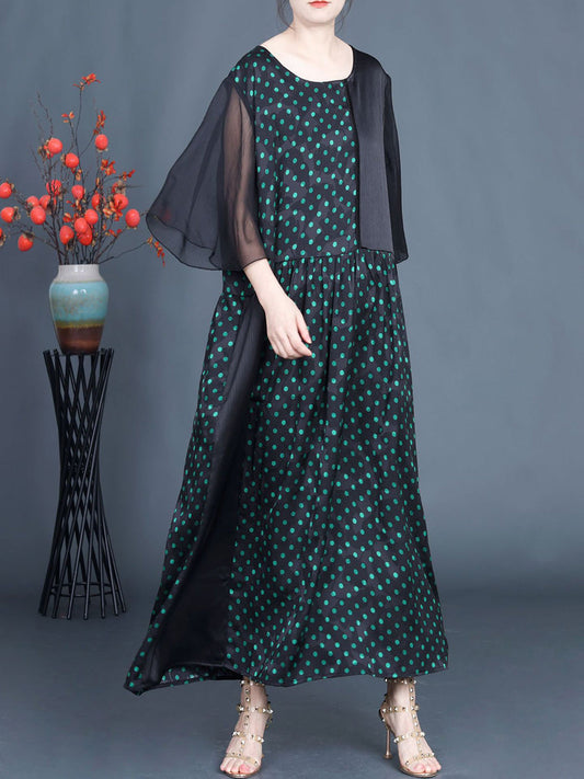 Robe longue ample à pois artistiques d'été pour femmes CV1048