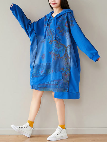 Robe à capuche décontractée à ourlet épissé pour femme, automne AT1021