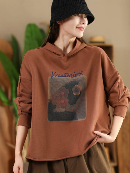 Lässiges Kapuzen-Sweatshirt für Damen mit Herbst-Print AH1008 