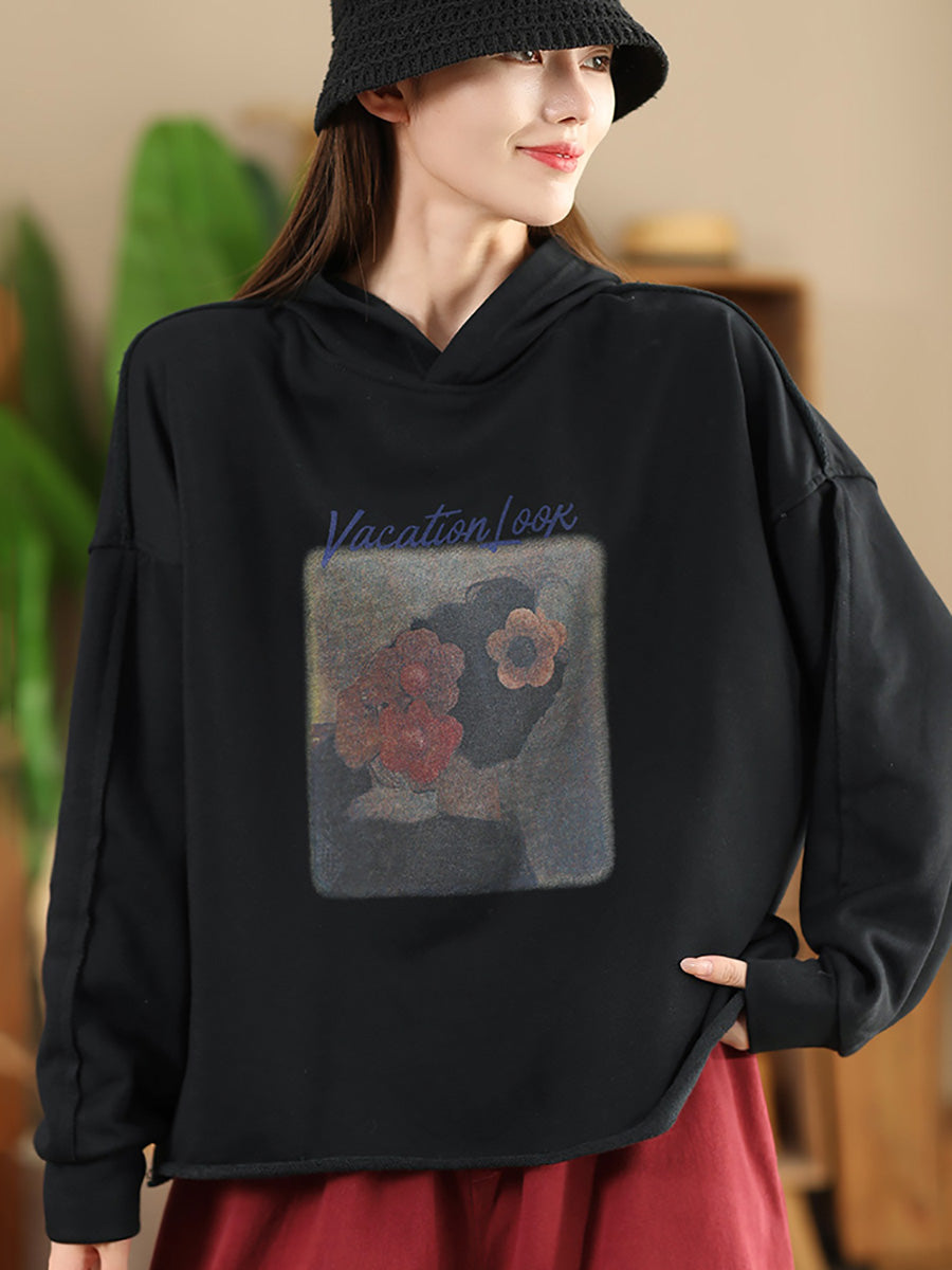 Lässiges Kapuzen-Sweatshirt für Damen mit Herbst-Print AH1008 