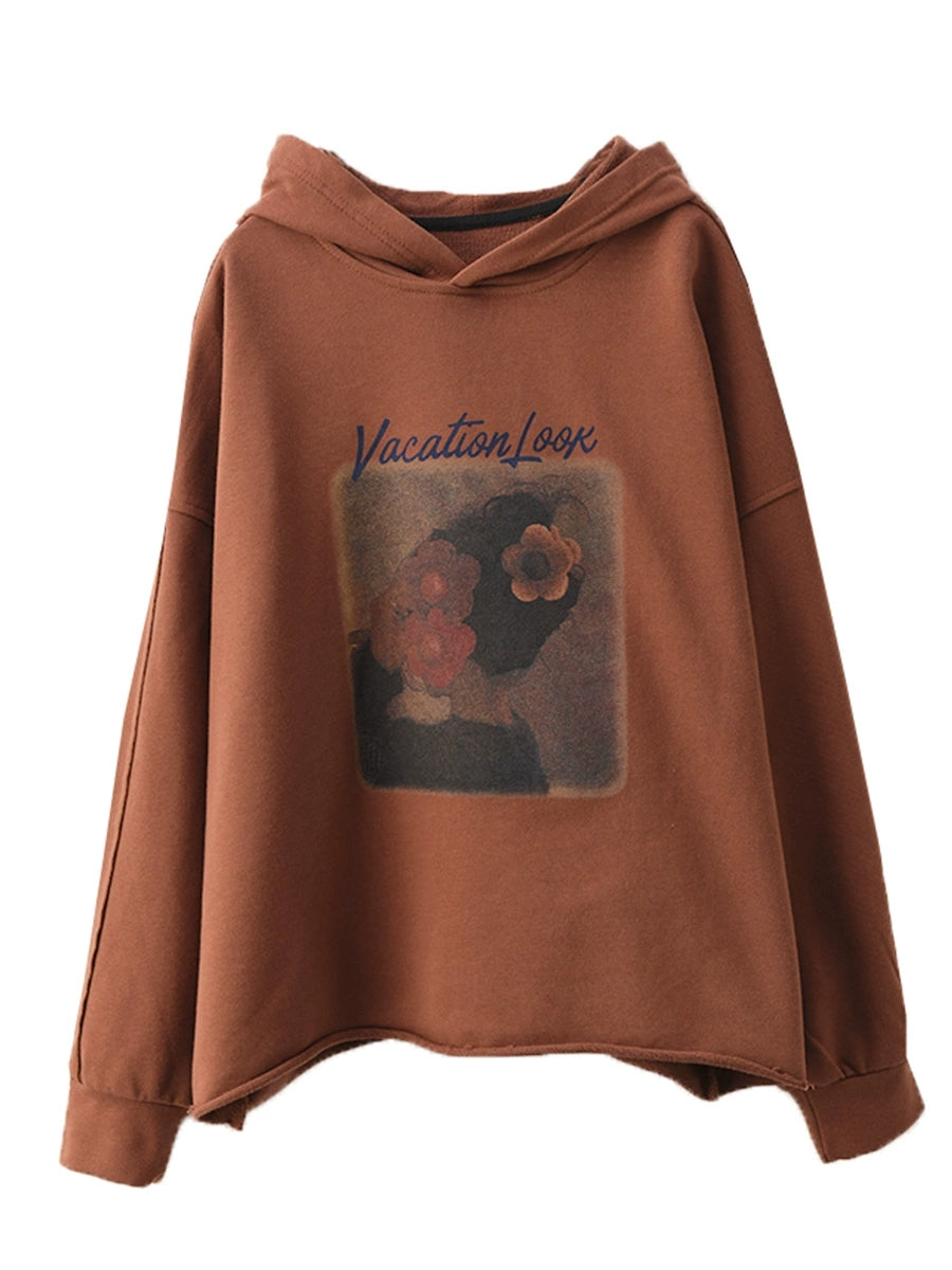 Lässiges Kapuzen-Sweatshirt für Damen mit Herbst-Print AH1008 