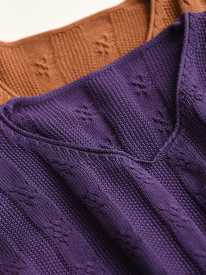 Pull en tricot à col en V en coton pour femme, style artistique, pour l'automne, AK1026 