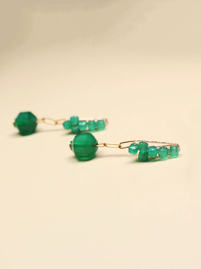 Women Casual Green Jade Weave Earrings QN007