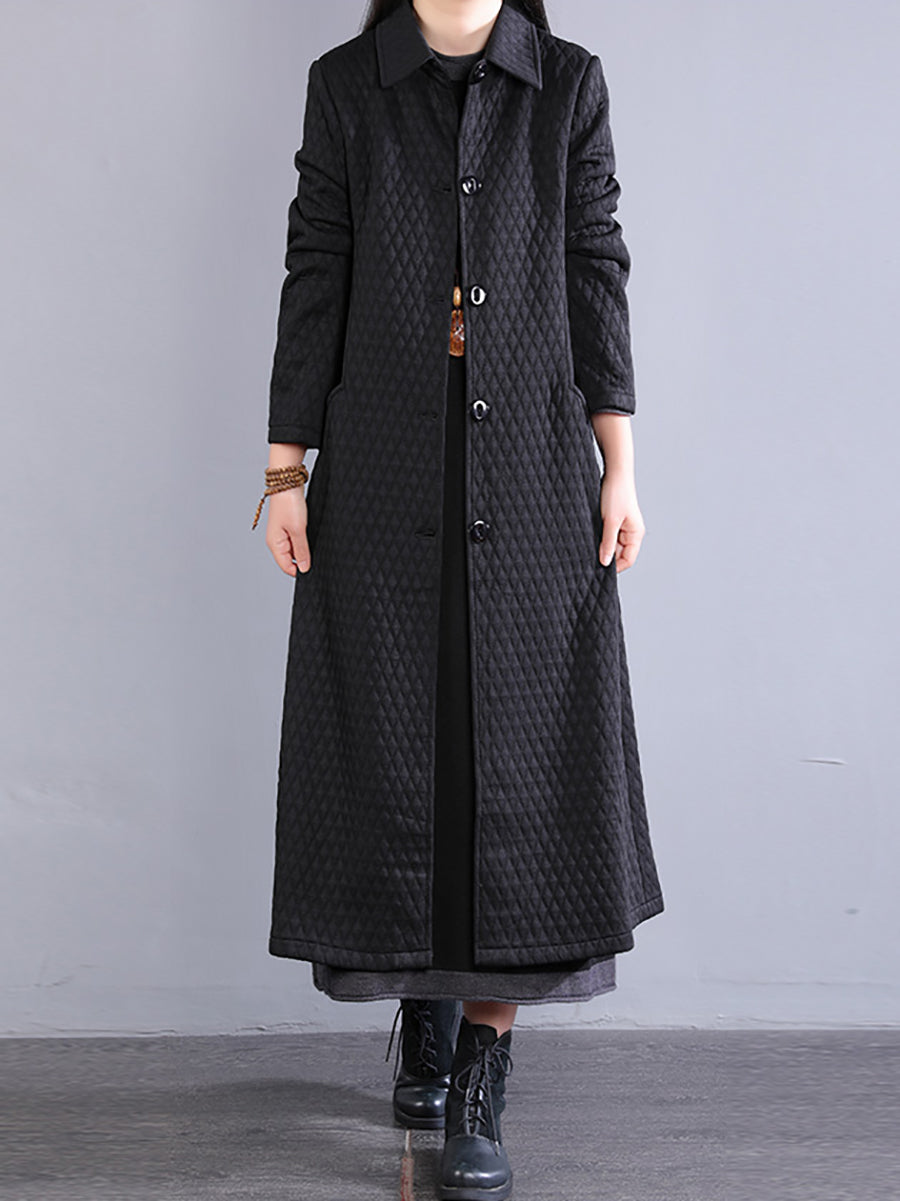 Women Winter Retro Warm Fleece-lined Long Coat QM023