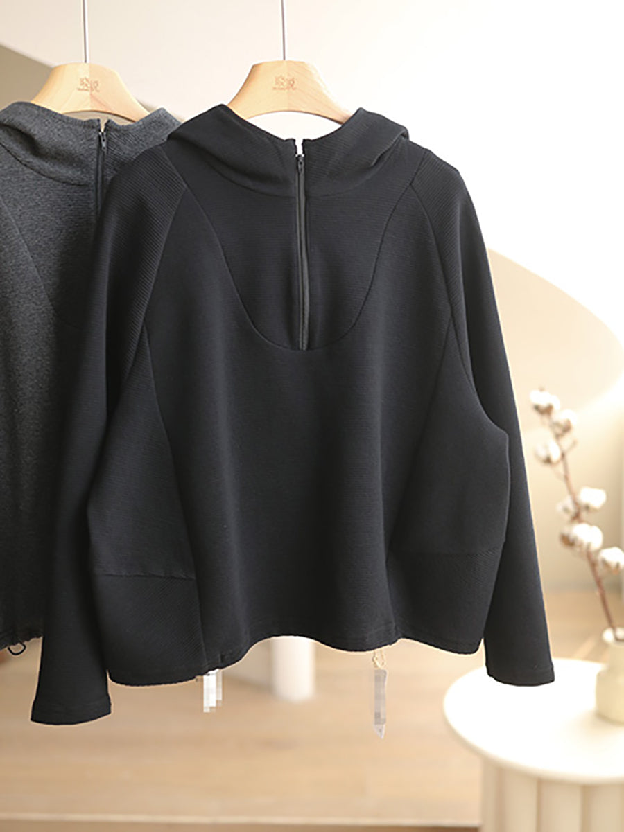 Women Winter Casual Solid Hooded Sweatshirt QM026