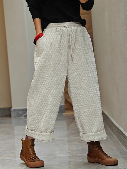 Women Winter Casual Solid Padded Harem Pants WU026