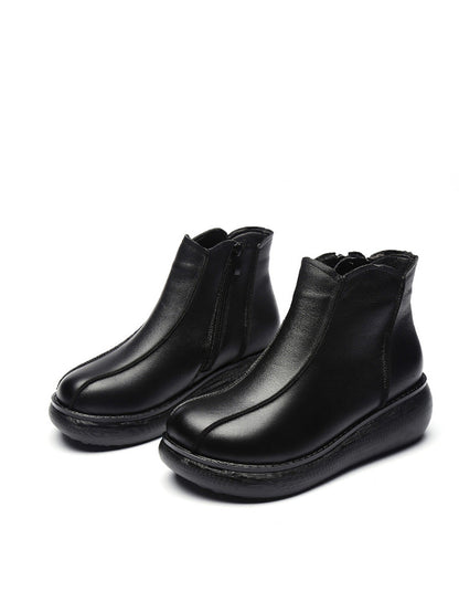 Damen Vintage Echtes Leder Gespleißt Flache Stiefel AH1088