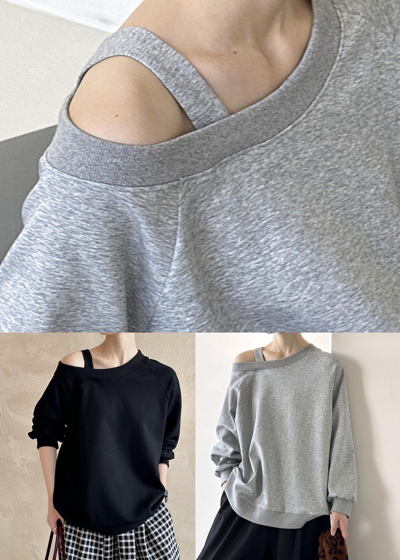 Women Black Cold Shoulder Solid Cotton T Shirts Fall AF1094