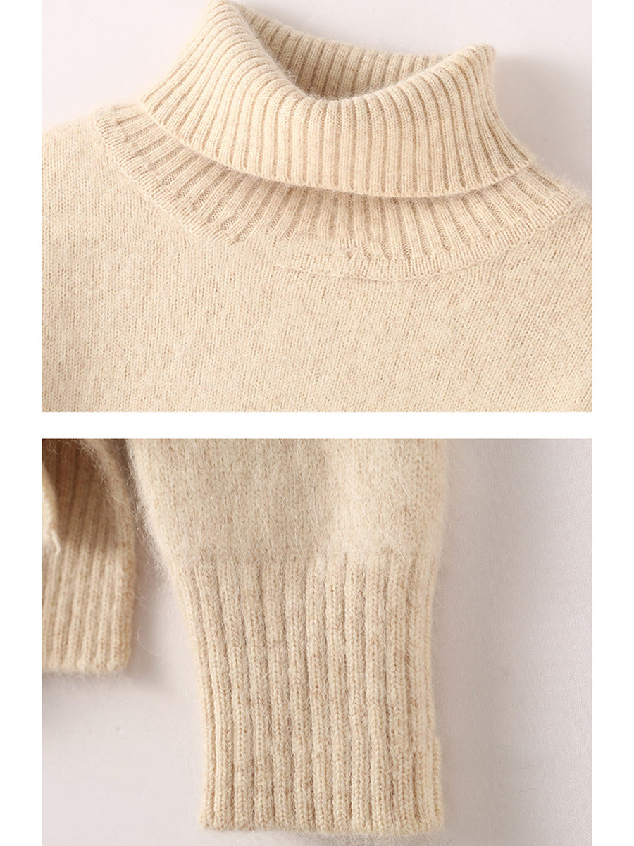 Women Autumn Turtleneck Soft Wool Solid Sweater BA1038