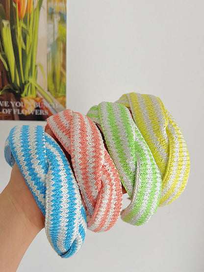 Lot de 4 bandeaux pour cheveux en tricot à blocs de couleurs pour femmes BN1010 