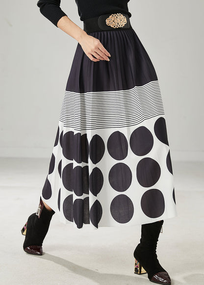 Women Black Print Cotton A Line Skirts Spring AZ1031