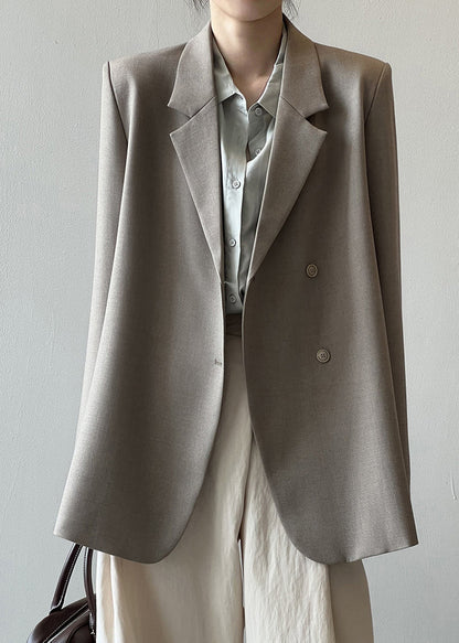 Manteau de costume italien gris café avec poches crantées automne WD012