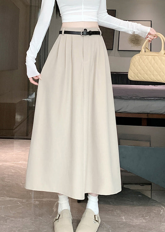 Apricot Simple Style High Waist Wrinkled Skirts Spring QQ1001