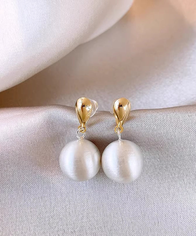 Beautiful White Metal Alloy Spherical Drop Earrings WH009