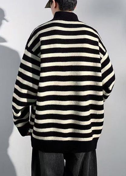 Black Button Knit Men Sweaters Turtleneck Winter RJ045