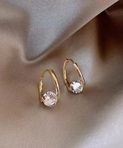 Boho Gold Copper Alloy Zirco Hoop Earrings YI024