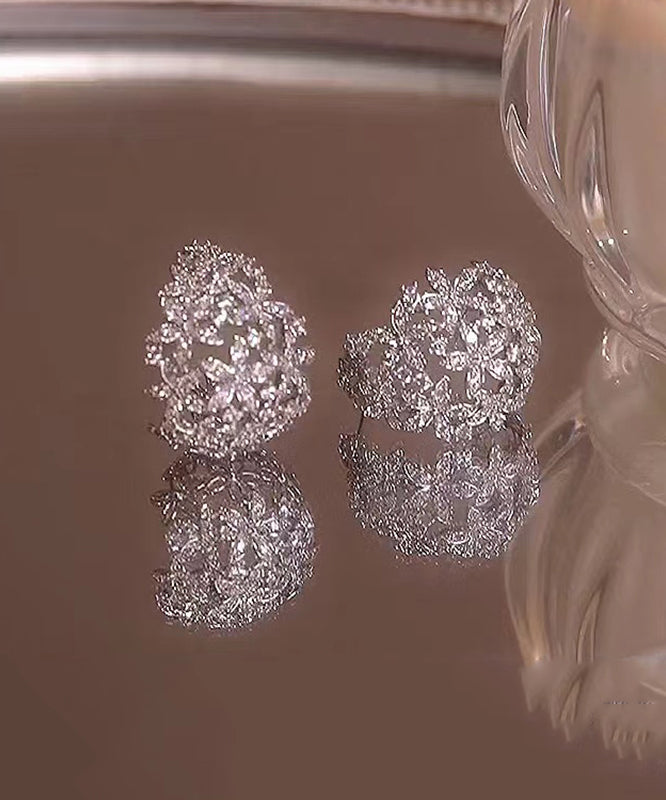 Boucles d'oreilles créoles creuses en argent sterling et zircon Boho Silk II026