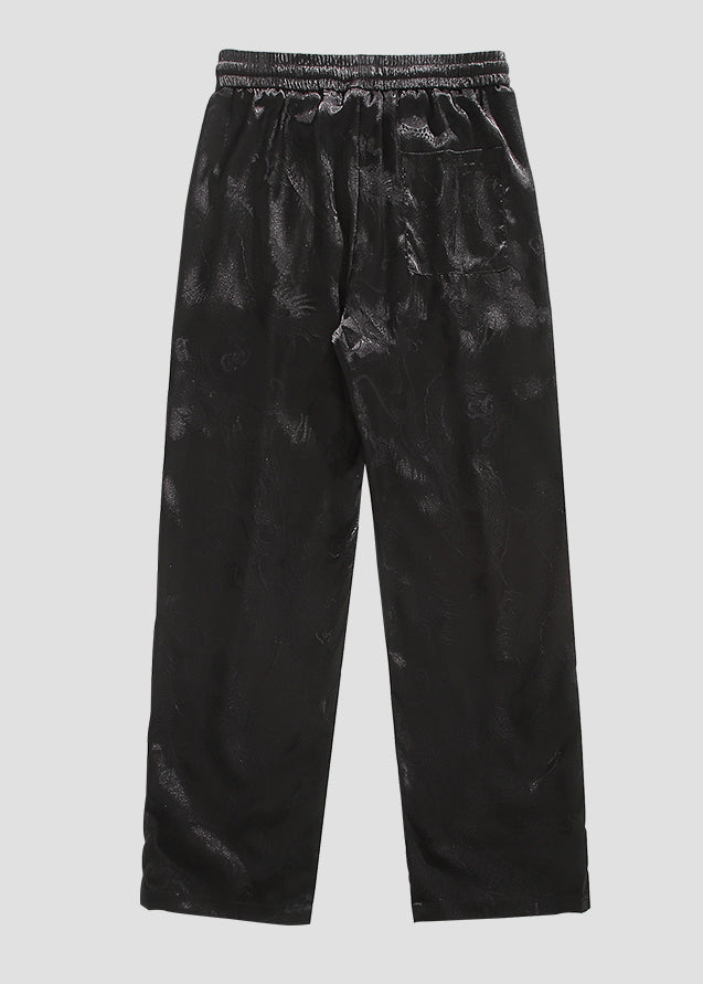 Boutique Black Pockets Jacquard Ice Silk Mens Pants Summer YT031