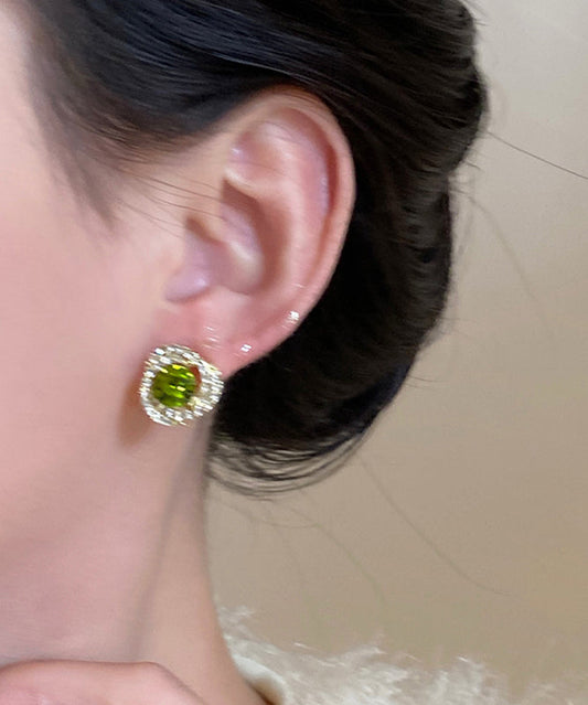 Boucles d'oreilles à tige en cristal de zircon vert Aloy Boutique QD015