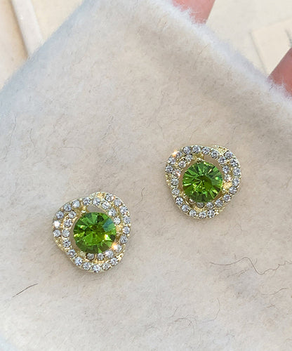 Boucles d'oreilles à tige en cristal de zircon vert Aloy Boutique QD015