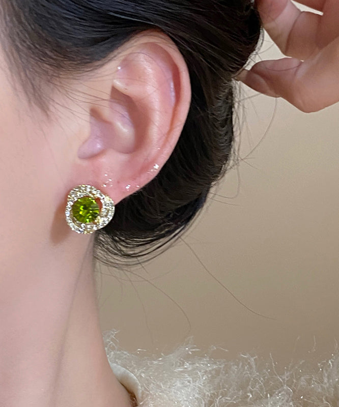 Boucles d'oreilles à tige en cristal de zircon vert Aloy Boutique QD015