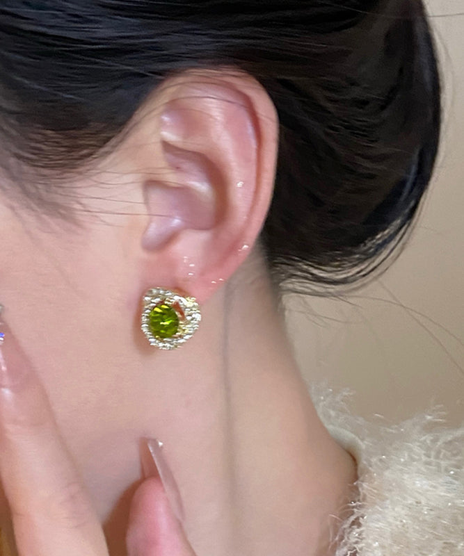 Boucles d'oreilles à tige en cristal de zircon vert Aloy Boutique QD015