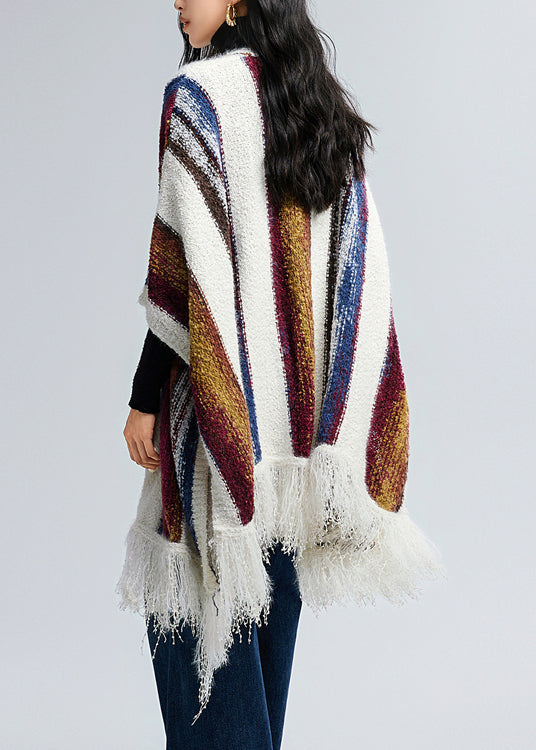 Boutique Tassel Striped Cozy Oversized Knit Shawl WE007