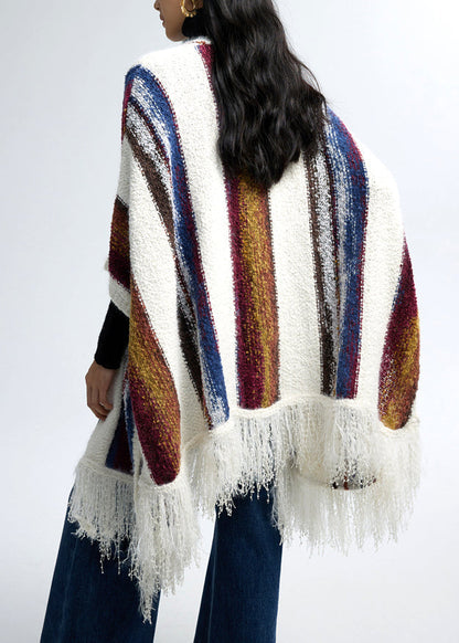 Boutique Tassel Striped Cozy Oversized Knit Shawl WE007