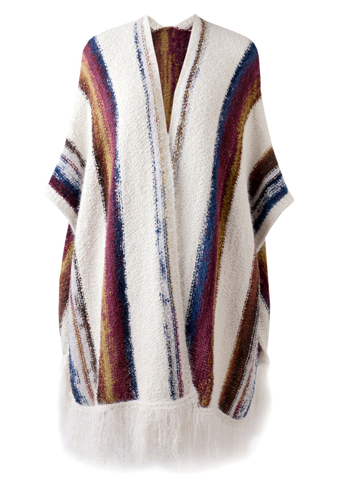 Boutique Tassel Striped Cozy Oversized Knit Shawl WE007