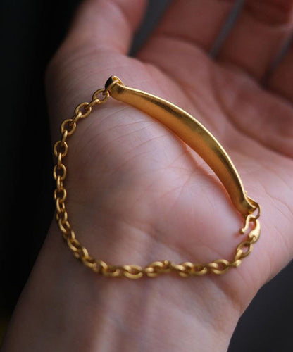 Brief Gold Sterling Silver Overgild Chain Thick Bangle YI029