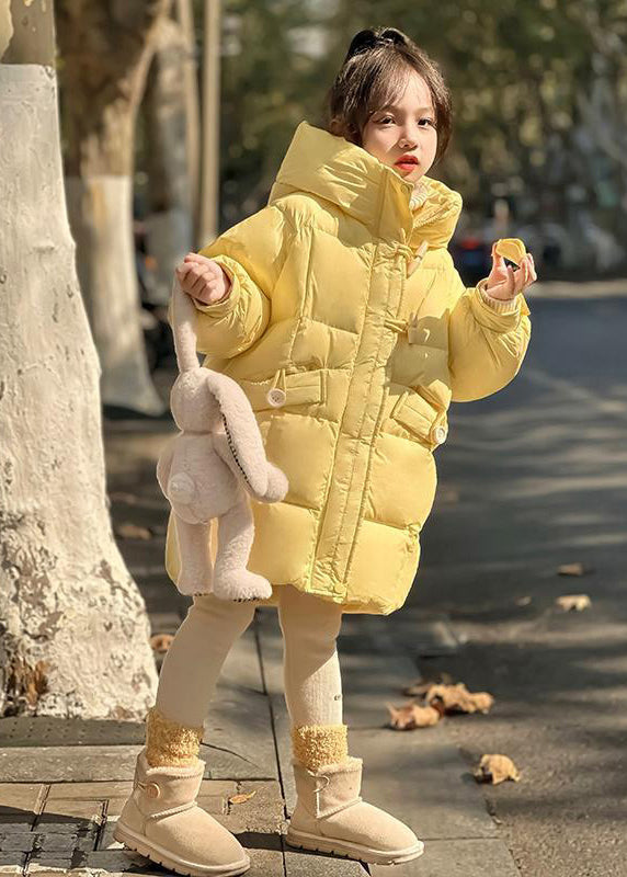 Kurze Gelb Patchwork Knopf Kinder Kapuzen Parkas Winter WL024