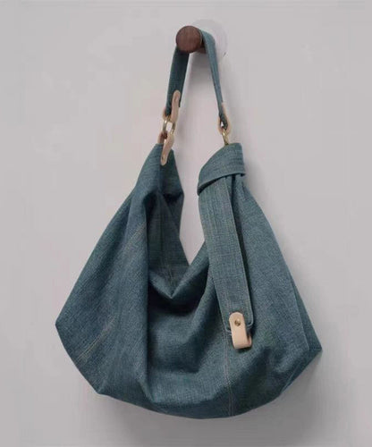 Lässige, blaue Handtasche aus massivem, strapazierfähigem Denim mit großem Fassungsvermögen QF018