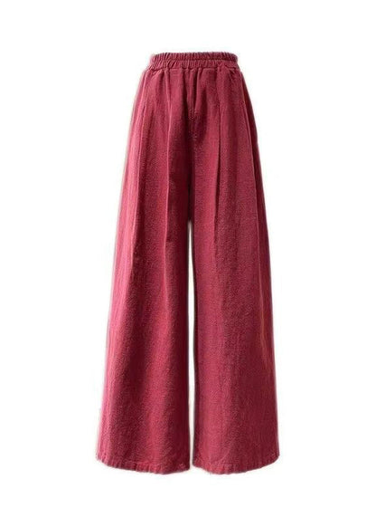 Pantalon large décontracté en coton avec poches et taille élastique pour mûrier, été QK003