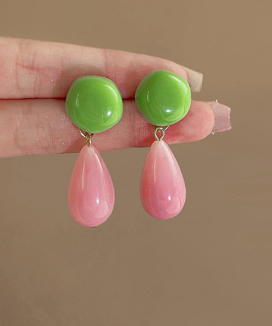 Chic Colorblock Sterling Silver Overgild Alloy Resin Drop Earrings AD1123