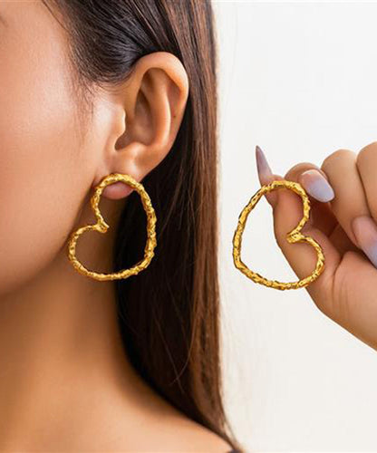 Chic Gold Metal Alloy Love Hoop Earrings YI013