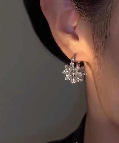 Chic Silk Copper Zircon Snowflake Hoop Earrings TS007