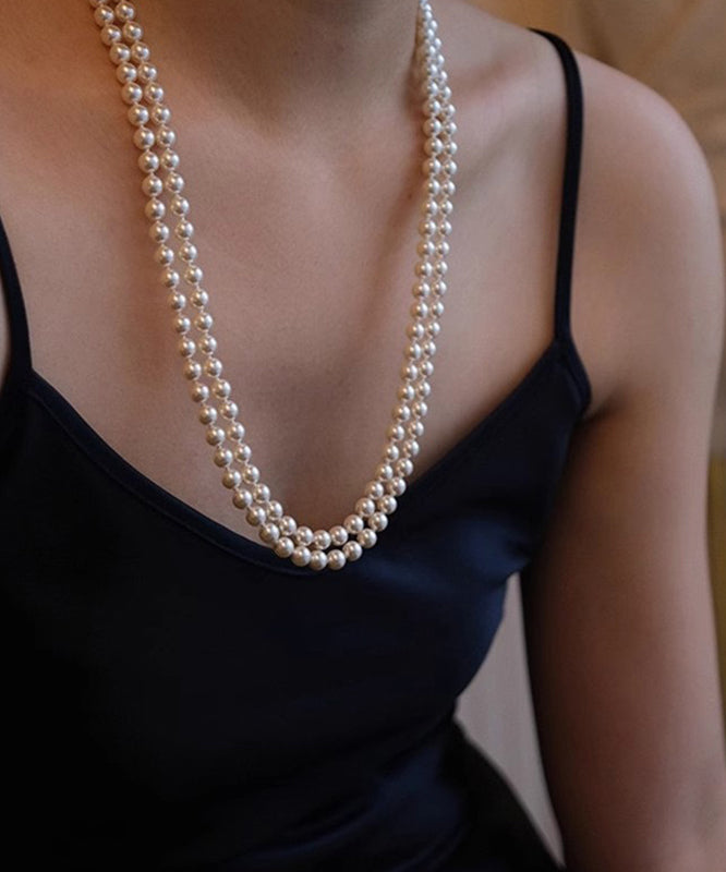 Classy Alloy Multi Layer Pearl Beading Pendant Necklace YU013