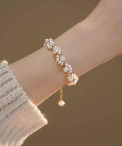 Classy White Alloy Pearl Cat Claw Chain Bracelet YI041