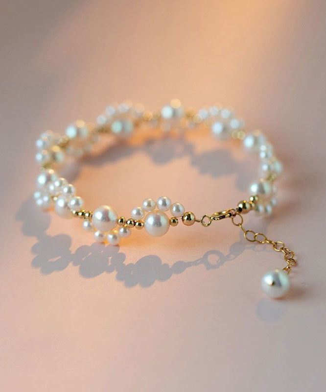 Classy White Alloy Pearl Cat Claw Chain Bracelet YI041